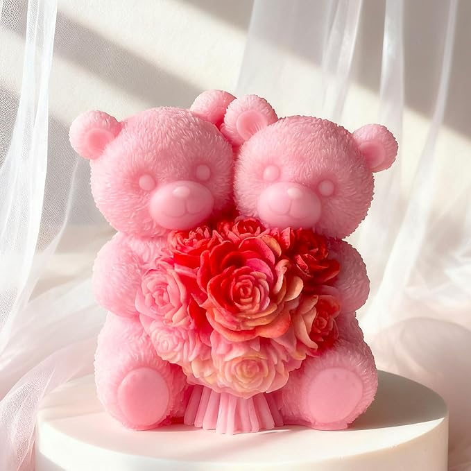 Tulip Flower Bear Heart Cylinder Candle & Resin Mold - Resin Casting Silicone Molds for Home Decor & Candle Making Wave Spiral Mold