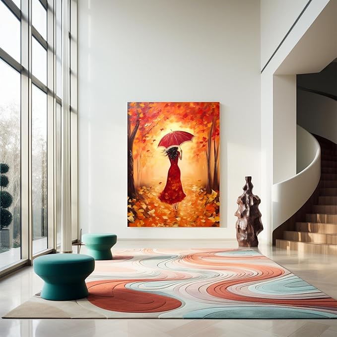 GUAIEUW 5D DIY Diamond Painting Kits for Adults - Autumn Beautiful Woman Diamond Painting, Full Round Diamond Canvas Diamond Art by Numbers Painting Kit Gift, Home Wall Decor 12x16 Inch