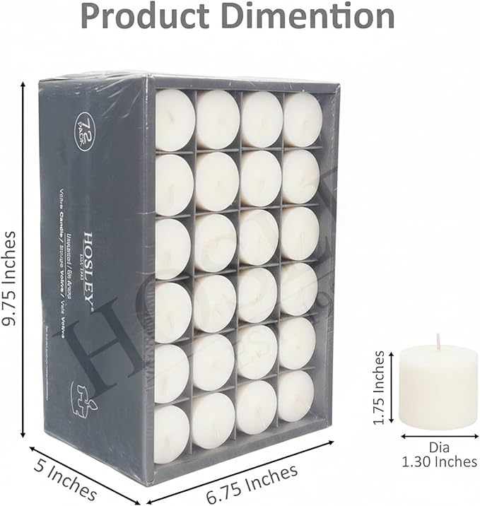 Hosley Unscented White Votive Candles, 72-Pack – Clean-Burning, Long-Lasting 10-12 Hour Burn – Ideal for Weddings, Home Décor, Spa, Events – Bulk Value for Versatile Use