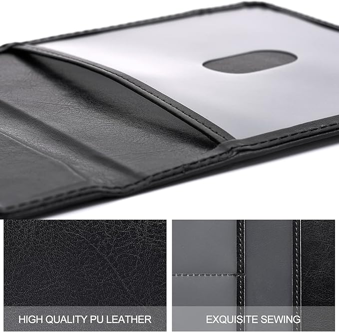 HerriaT Car Registration and Insurance Card Holder - Leather Vehicle Glove Box Automobile Documents Paperwork Wallet Case Organizer for ID, Driver's License, Key Contact Information Cards - Men&Women