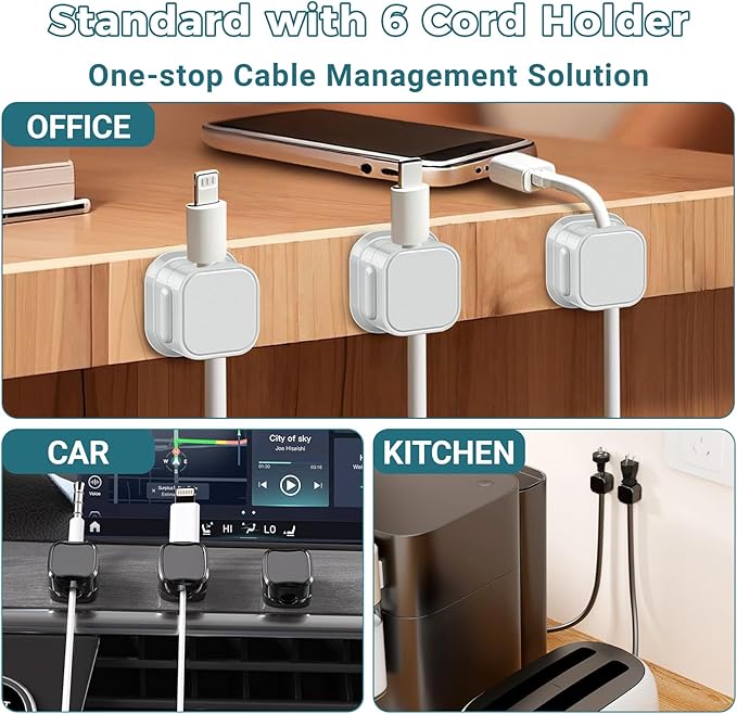 Cable Management Under Desk, 25.3'' No Drill Desk Cable Management Tray with Clamp, Metal Cord Organizer for Standing Desk, Computer Wire Management for Home Office & Gaming Setup, Black