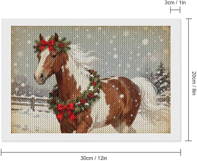 AIVKIEJK Diamond Painting Kits for Adults - Christmas Festive Holiday Horse with Snowy Mane Painting DIY 5D Full Drill Diamond Dots Paintings with Diamonds Gem Art and Crafts Home Decor 8"x12"