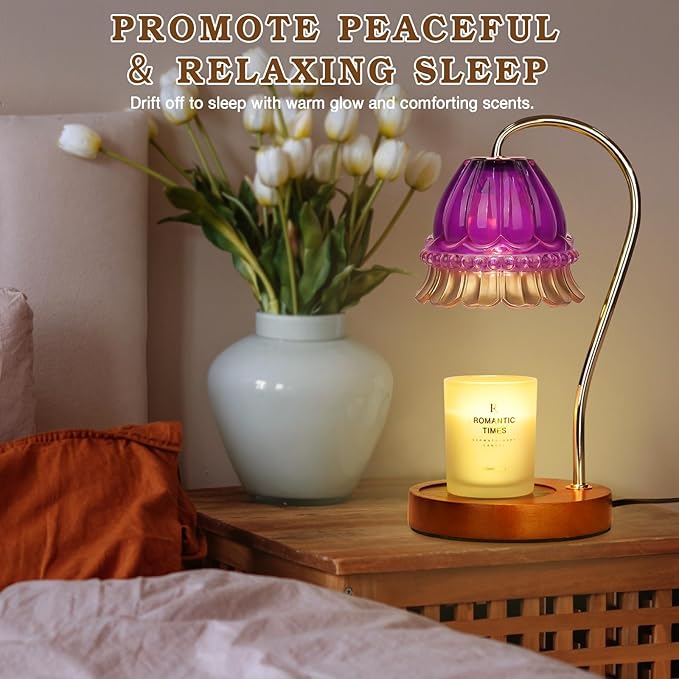 Funistree Flower Candle Warmer Lamp with Timer, Wax Warmer, Height Adjustable, Birthday Gifts for Women, Mom, Sister, Candle Lamp Warmer Gifts, Electric Dimmable Candle Warmer, Vintage Home Decor