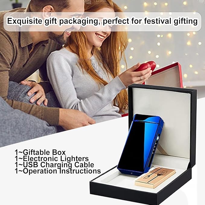Electric Lighter Plasma Rechargeable with LED Battery Indicator Strong Flame, USB Convenient Charging, Windproof Lighter Outdoor(Blue