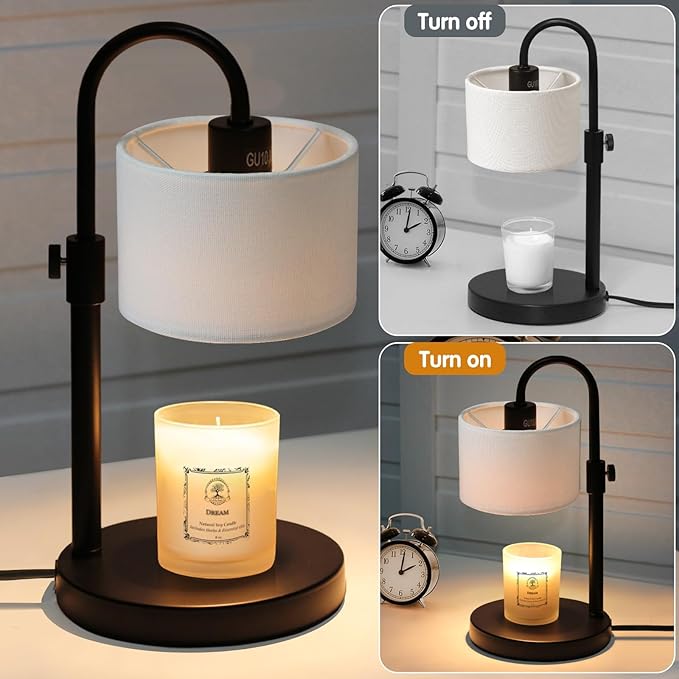 FINCMY Candle Warmer Lamp with Timer, Dimmable Candle Wax Warmer Candle Lamp Warmer with 2 Bulbs, House Warming Gifts Birthday Gifts for Women Bedroom Home Decor (White)