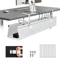 Oxford Cloth Under Desk Cable Management Tray,No-Drill 36" Desk Cable Management Organizer with Clip/Screw Installation,Fabric Cable Management for Home,Office & Gaming Computer(White)