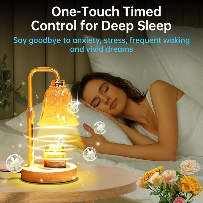 Candle Warmer Lamp with Timer Dimmable, Adjustable Height, House Warming Gifts New Home Decor, Mothers Day Birthday Gifts for Mom Women, Bedroom Decor with 2 Bulbs (Petals Holiday)