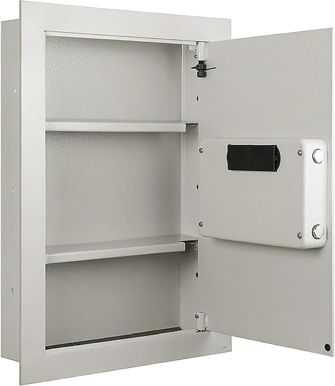 In-Wall Safe with Keypad and 2 Manual Override Keys - Protect Money, Jewelry, and Passports at Home or Business by Paragon Safes (White)