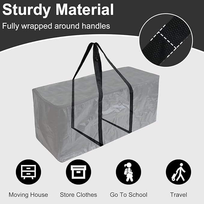 Demao Black Large Moving Bags-6 Pack,Heavy Duty Storage Bag with Handles & Zippers,Foldable Moving Tote Storage Boxs for Clothes,Relocation,College Dorm & Travel Storage-Moving Essentials