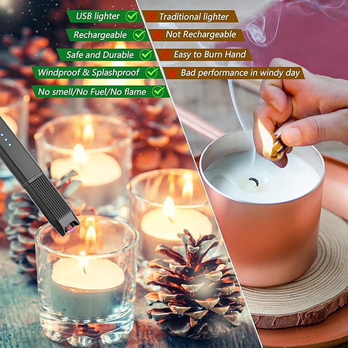 MEIRUBY Electric Candle Lighter - 2 Pack Gift Set Parents, aka Moms & Dads, and Candle Lovers for Christmas & Birthday
