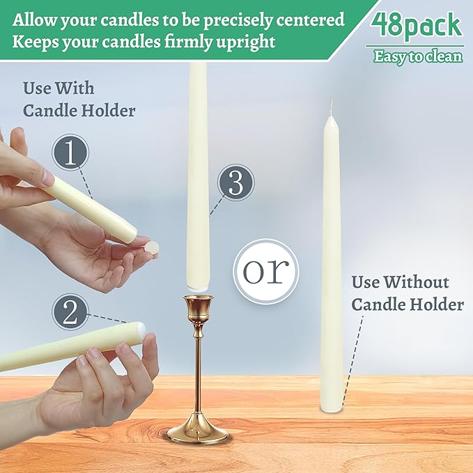 Candle Sticky Dots - White Wax Dots Candles Adapter, Soft Wax, Candle Accessories - Candles Adhesive - (2 Pack,48 Dots)