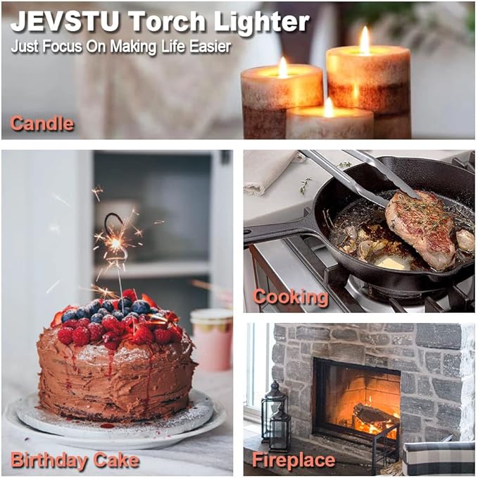 4 Pack Torch Lighter, Long Lighter, Adjustable Multipurpose Refillable for Grill BBQ