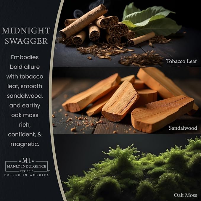 Manly Indulgence Midnight Swagger Scented Wax Melts, Wax Melt Warmer Cubes, Long Lasting Scented Wax Warmer Cubes, 4 Pack, 6 Cubes Each - Made in The USA