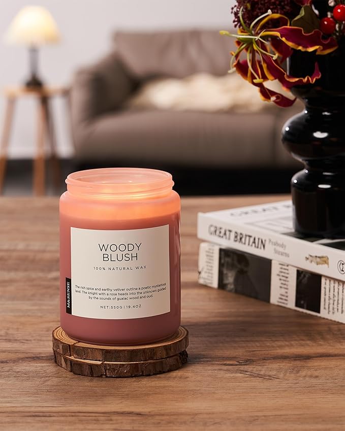 M&SENSE Large Rose Oud Soy Candles, 19.4oz Natural Soy Wax, 110-Hour Long Lasting Slow Burning, Scented Candles Non Toxic, Romantic Floral Smelling for Mom, Aromatherapy Gifts for Relaxing Spa