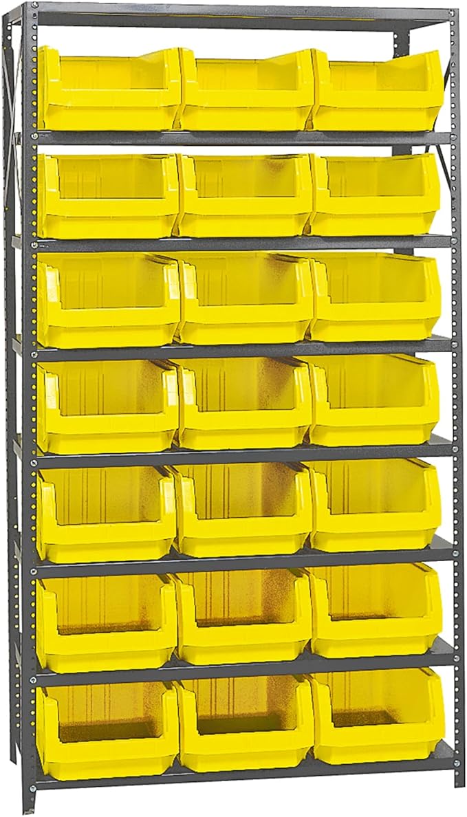 Quantum Storage Systems MSU-532YL Solid Heavy Duty 8 Shelves 21 MAGNUM Yellow Bins 75" H x 42" W x 18" D
