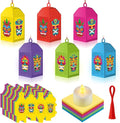 Simgoing 24 Sets Tiki Crafts with LED Candle Light Hawaii Party Decors Tiki Tissue Paper Crafts Kits DIY Your Own Tropical Totem Box Lanterns Hanging for Home Summer Luau Themed Art Party Decorations