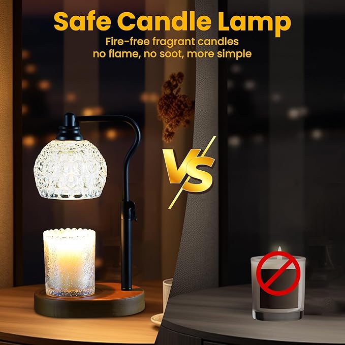 Candle Warmer Lamp with Timer - 6.8'' Dimmable Candle Lamp Warmer, Christmas Birthday Gift for Women & House Warming with Flameless Fragrance, Room Decor Black Lamp Warmer for Mom Gifts