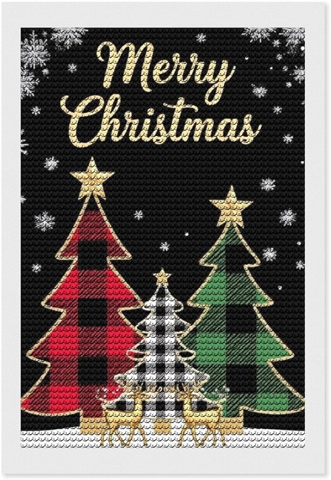 AIVKIEJK Diamond Painting Kits for Adults - Merry Christmas Tree Holiday Painting DIY 5D Full Drill Diamond Dots Paintings with Diamonds Gem Art and Crafts Home Decor 8"x12"