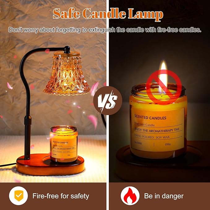 Candle Warmer Lamp with Candle Melter, Electric Candle Lamp Warmer, with Timer & Dimmer Height Adjustable Scented Candles, Mother's Day Christmas Gift for Mom, Candle Warmer Lamp Bulbs for Home Deco