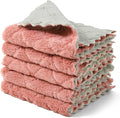 kimteny Cleaning Cloths Kitchen Towels Microfiber Washcloths Lint Free Dish Cloth Reusable Dishtowels Household Super Absorbent Fast Drying, 10"x10", Pack of 5 (Pink-Grey)