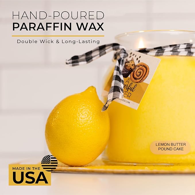 A Cheerful Giver — Lemon Butter Pound Cake - 34oz Papa Scented Candle Jar with Lid - Keepers of the Light - 155 Hours of Burn Time, Gift for Women, Yellow
