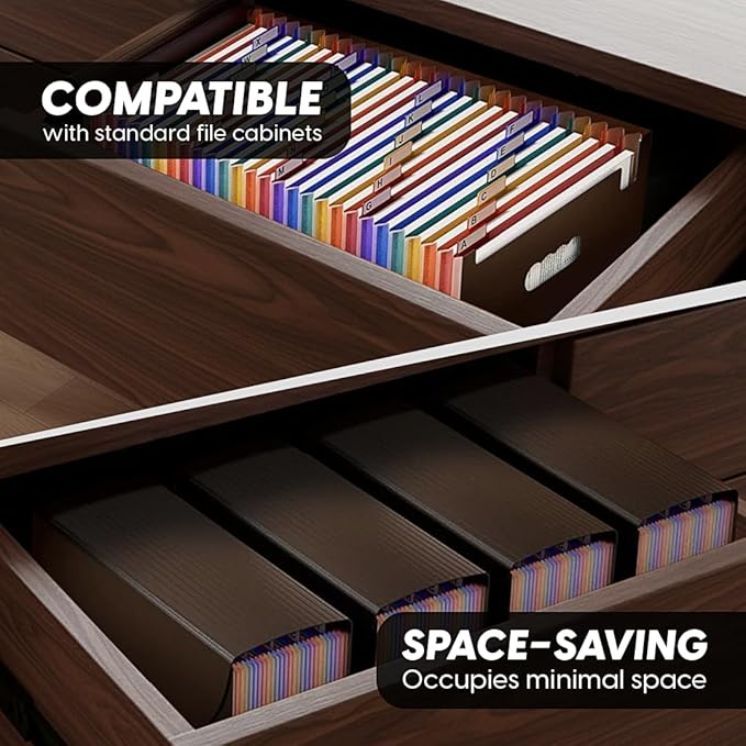 26 Pockets Plastic Accordion File Organizer, Expanding File Folder Organizer, A4 Letter Size Filing Organizer with Colorful Tabs, Elastic Cord, 60 Paper Clip, Label & Stickers for Office School Home