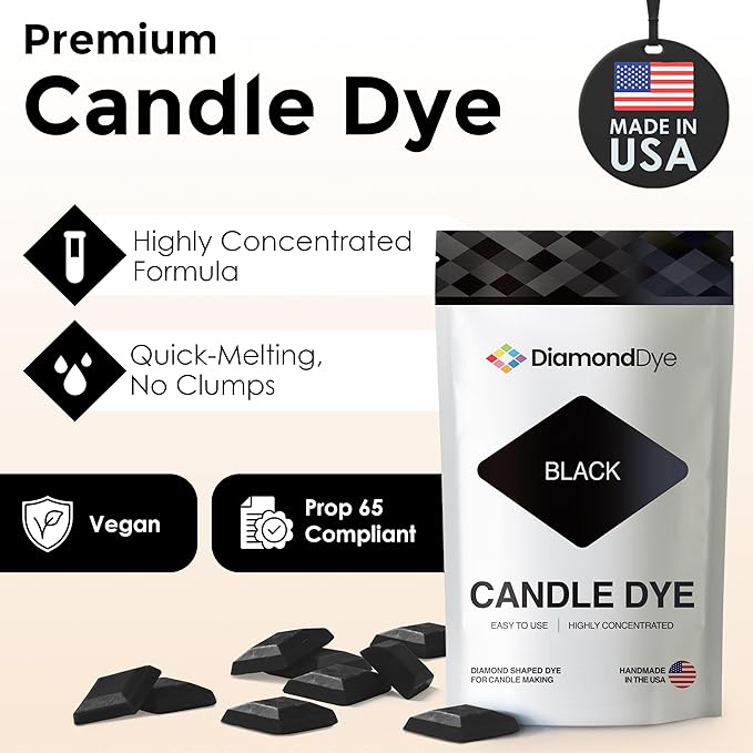 Black Candle Dye - Made in The USA - Premium Colorants - Highly Concentrated - Popular Colors for Paraffin or Soy Wax - Great for Professionals or Hobbyist - 50 Dye Chips