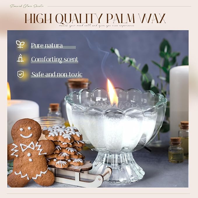 MTLEE Pearled Candle 2.2 lb Sand Wax Scented Sand Candle Kit Valentines Day Gift for Women with Wrap Box 50 Wicks White Beaded Wax Gift for Valentine's Day Wife Couples Mother Friend(Gingerbread)