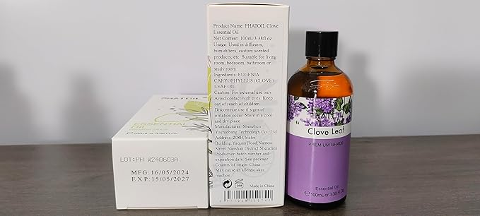PHATOIL 3.38Fl.Oz Clove Essential Oil, for Aromatherapy Diffusers with Glass Dropper, Humidifiers, Great for DIY Candle and Soap Making, Gift for Friend
