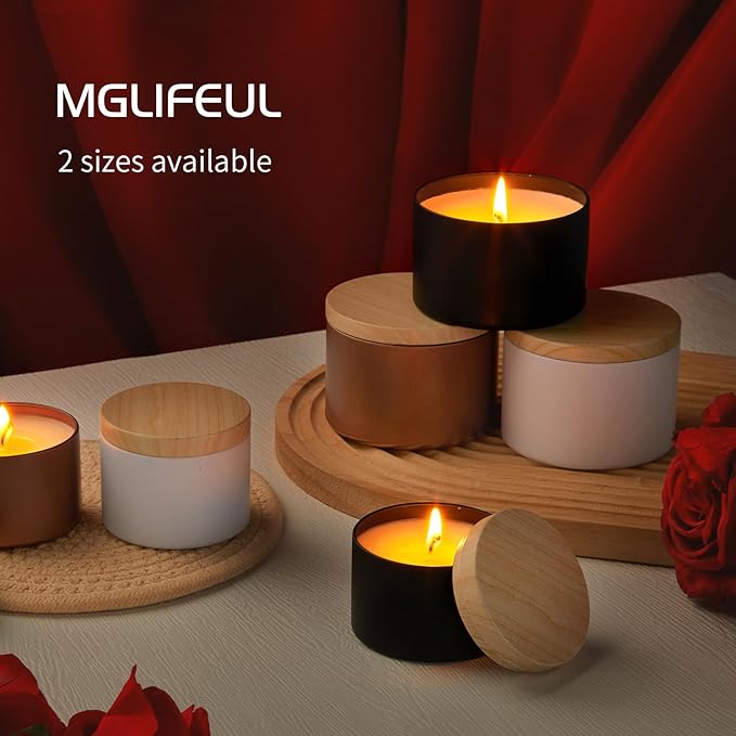 MGLIFEUL Candle Tins Jars Container Vessels for Making 4 8 Oz Rose Glod Empty Candle Tins Can Gift Box Packaging With Lid Wax Container Bulk Making Diy Candle Supplies Accessories(Rose Glod,4oz,24pcs)