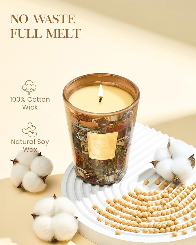 M&SENSE Roasted Coffee Soy Candle, 14.1oz 60H Long Lasting, Aromatherapy Candle for Home Office Focus Winter Home Fragrance Housewarming Gifts