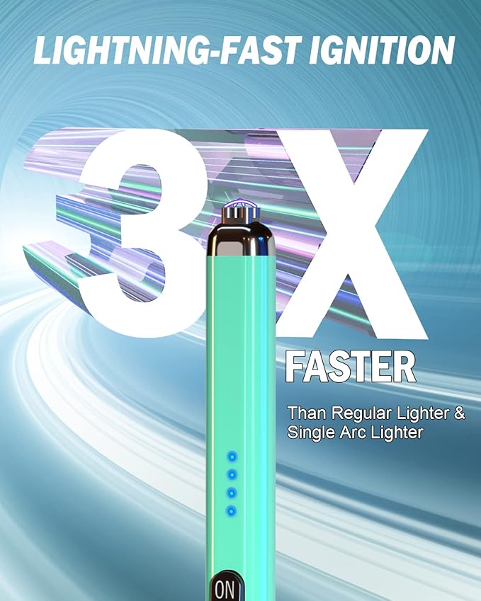 【Upgraded】 Dual Arc Electric Candle Lighter Rechargeable USB Lighter Plasma Arc Lighters for Candle (Teal Blue)