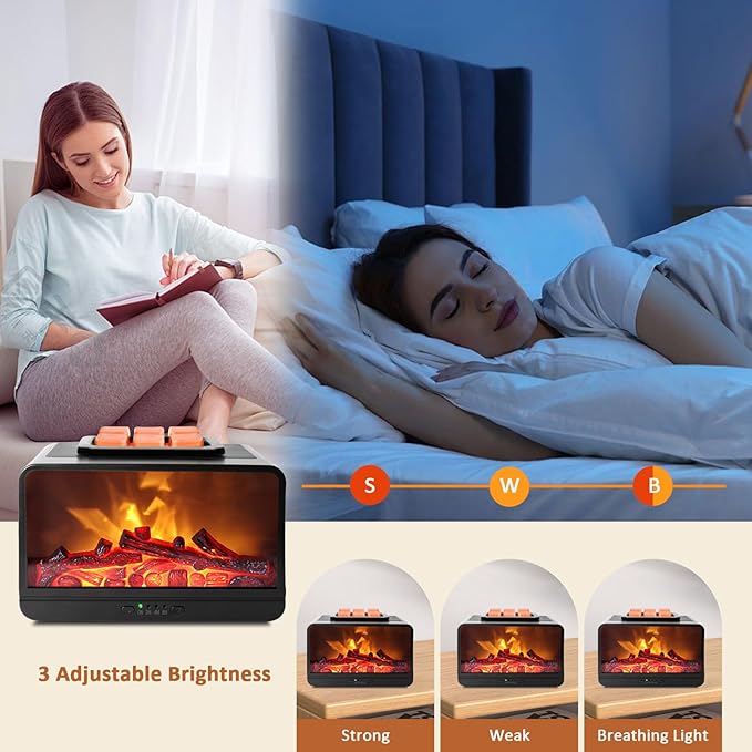 Wax Melt Warmer for Scented Wax - 3D Dynamic Flame Fireplace Electric Wax Warmer, Wax Melter with 4 Timer, PTC Heating Wax Warmer for Home Decor Women Mom Gift