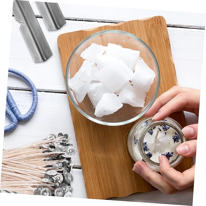 NUOBESTY 1 Set Candle Wicks with Holders Stickers for DIY Candle Projects Supplies