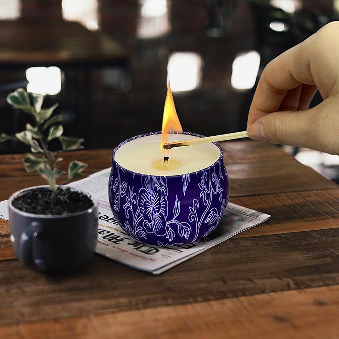 Citronella Candles - 4 Pack Citronella Candles Outdoor Set，4.4 oz, Indoor Scented Natural Soy Wax Candles Portable Travel Tin Gift Set for Home Garden Patio Balcony Decorative