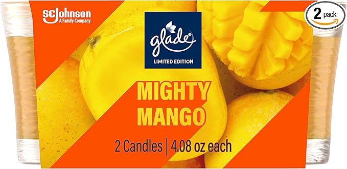 Glade Candles, Mighty Mango Limited Edition, Fragrance Infused with Essential Oils, 8.16 oz Total, 2 Pack