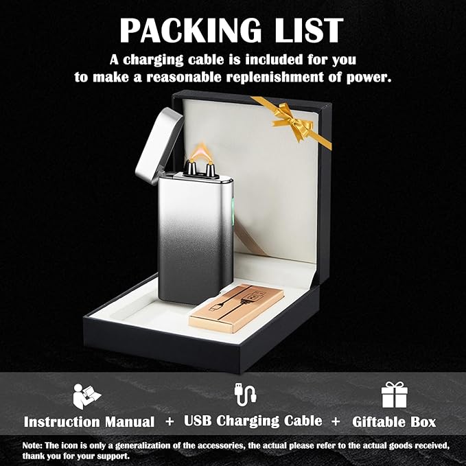 Plasma Lighter Rechargeable USB C Electric Torch Lighter Big Arc Electric Lighters Dual Flame Cool Lighters with Upgrade Battery Safety Switch for Candles, Fireworks, Incense (Blackwhite)