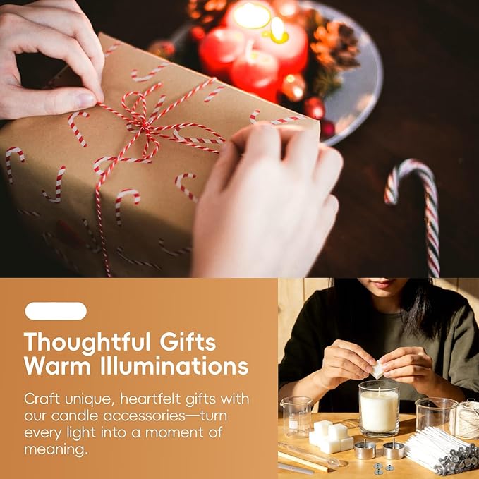 150 Pcs Candle Wick Set with Storage Box, Double-Layered Rosewood Wicks, Cotton Wicks, Trimmer, Tweezers & More, for DIY Candle Making & Gifting (Trimmer+ Wooden(5.1")+Cotton(6"))