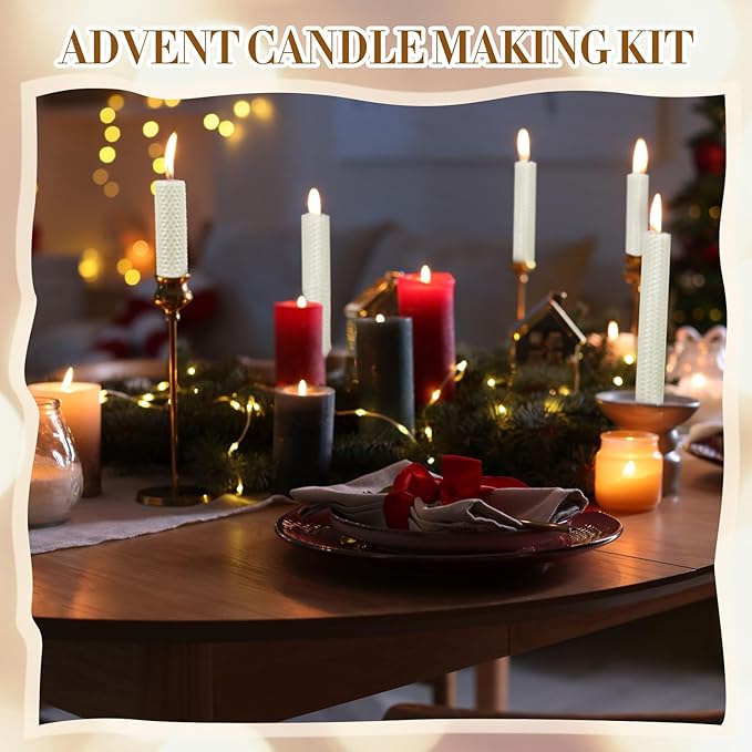 Yuntau 24 Pcs Beeswax Candle Making Kit Ivory Natural Beeswax Sheets DIY Set Include Honeycomb Sheets and Cotton Wicks for Craft Gift Kids Adults Fun Project