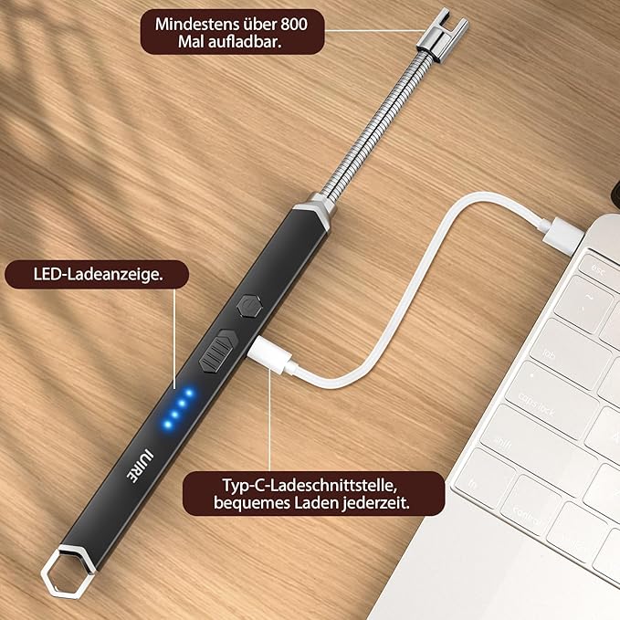 Electric Candle Lighter USB C Rechargeable Plasma Arc Lighters with 360° Flexible Neck Windproof for Deep Candles, Gas Stove, Camping Grill & Fireworks (Black*2)