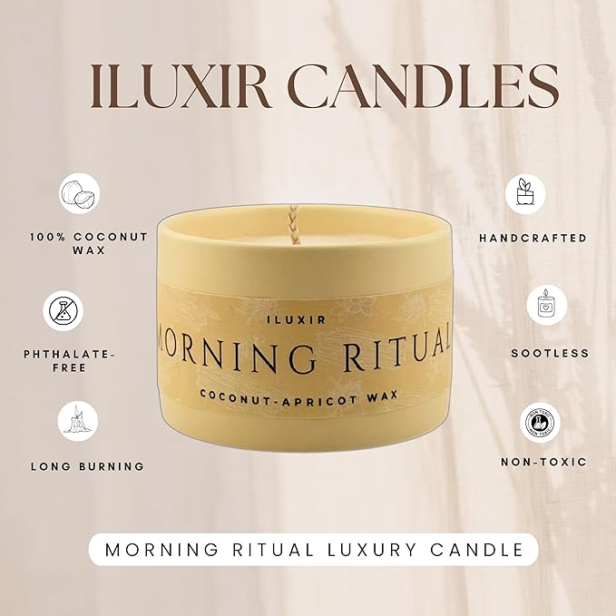 Morning Ritual Scented Candle – Palo Santo & Sandalwood Soy Candle for Meditation & Yoga – Earthy Moss Luxury Candle – Vegan, Phthalate-Free, Clean Burn – 5 oz, Made in USA