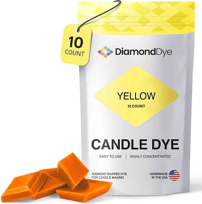 Yellow Candle Dye - Made in The USA - Premium Colorants - Highly Concentrated - Popular Colors for Paraffin or Soy Wax - Great for Professionals or Hobbyist - 10 Dye Chips