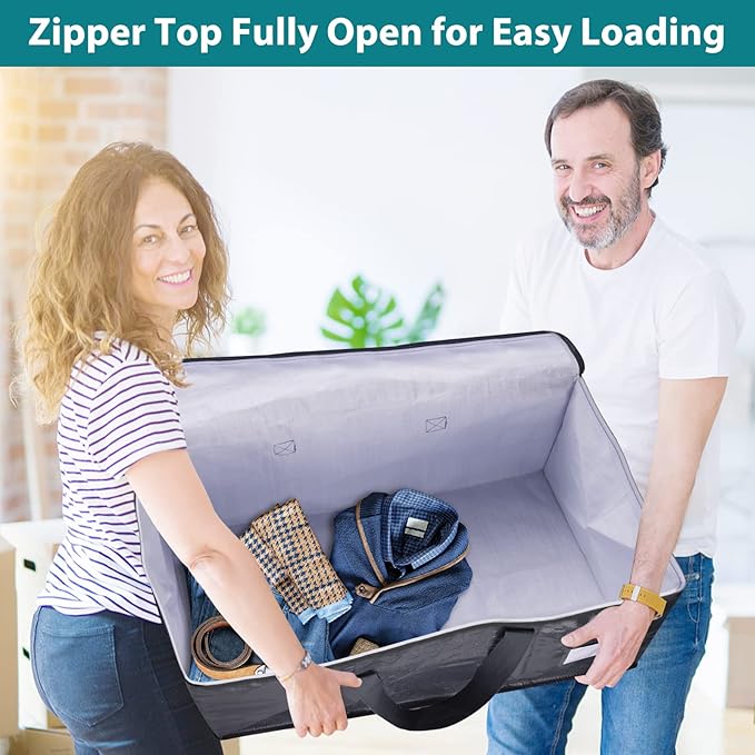 Fabspace Moving Bags Heavy Duty with Strong Zippers and Handles Collapsible Moving Supplies, Storage Totes for Packing & Moving Storing 125L 4Pack