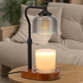 Black Wood Candle Warmer with Timer,Farmhouse Glass Candle Melting Lamp,Adjustable Height Electric Wax Melt Warmer with 2 Bulbs,Remote,Dimmable for Home Decor,Gift for Her