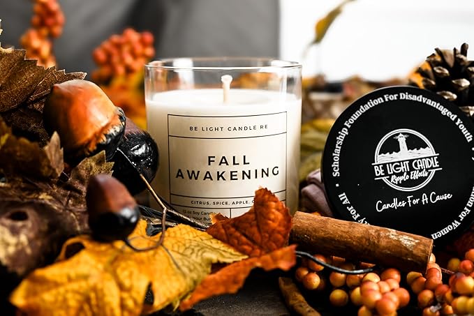 Scented Candles Clearance | Purpose-Driven Soy Candles | Fall Scented Candles for Home | 8oz Long Lasting Candle Non-Toxic | Candle Gift | Be Light Candle RE (Fall Awakening)