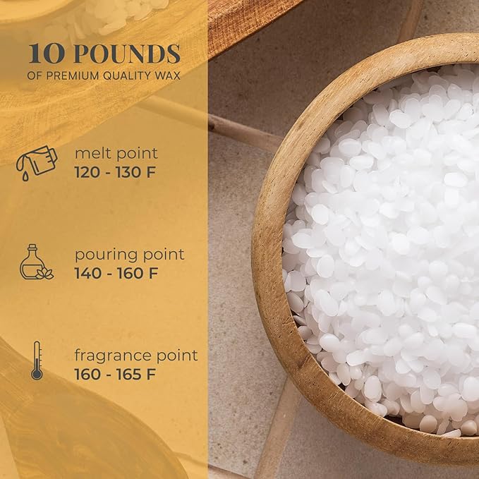 Direct Candle Supply 10lb Vegan Soy Wax Beads, Natural Soy Wax Flakes for Candle Making Kit, Beeswax-Free, Paraffin-Free, Natural Candles Making Supplies Perfect for Tealights and Melts, DIY Crafting