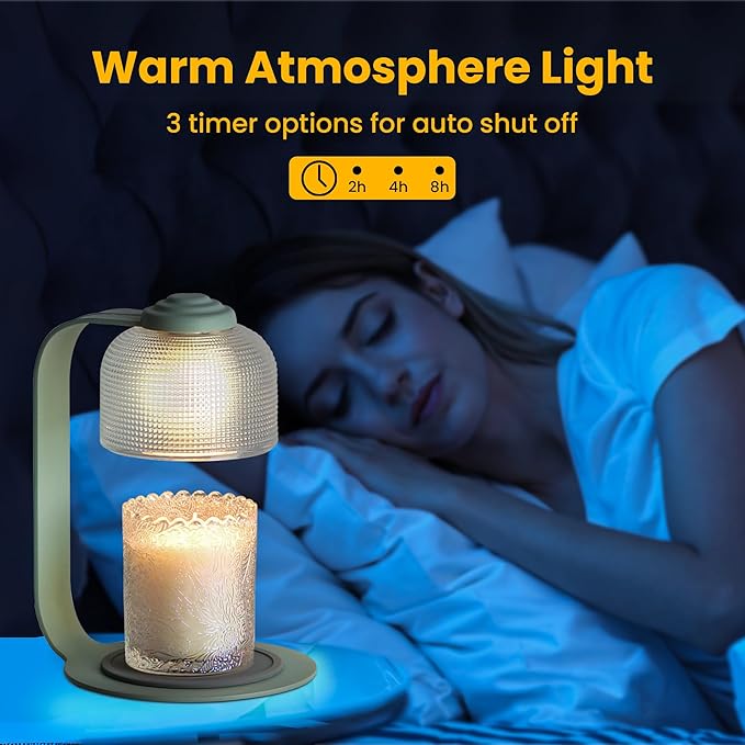 Candle Warmer Lamp with Timer - 4.92'' Dimmable Candle Lamp Warmer, Christmas Birthday Gift for Women & House Warming with Flameless Fragrance, Room Decor Green Lamp Warmer for Mom Gifts