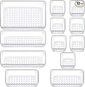 Manalete Drawer Organizers Set of 12, 4 Sizes Clear Plastic Drawer Organizers and Storage Bins for Kitchen, Bathroom, Office, Dresser Desk Drawer Organizer Tray for Jewelry, Makeup, Junk, Gadgets
