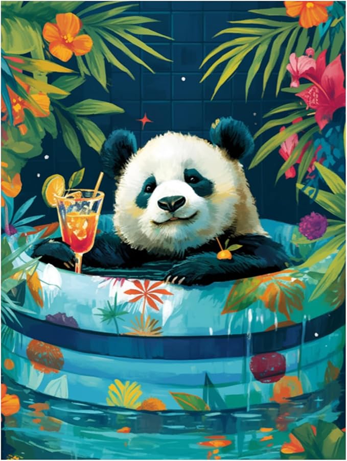 Reivworl Panda Diamond Art Kits for Adults, Panda Diamond Painting Kits, 5D Gem Art Kit for Gifts and Home Interior Decor 12x16 Inch