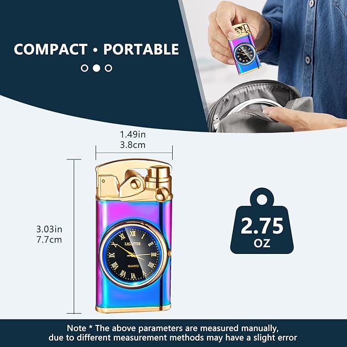 GADATOP Electric Lighter Rechargeable USB Lighter Flameless Windproof Lighter Personalized Creative Rocker Double Arc Plasma Lighter with Luminous Dial LED for Men and Women Gifts (Color Ice)